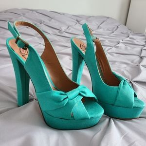 Teal suede heels